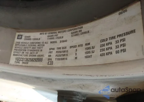 2005 Chevrolet Colorado Ls из США, поврежденный, VIN 1GCCS136258292000